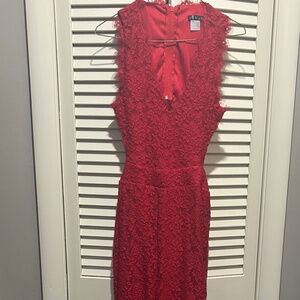 VENUS Open Back Red Lace Jumpsuit